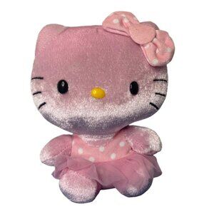 Ty Beanie Babies 7" Plush Pink Velvet Hello Kitty Ballerina Polka Dot Tutu 2014
